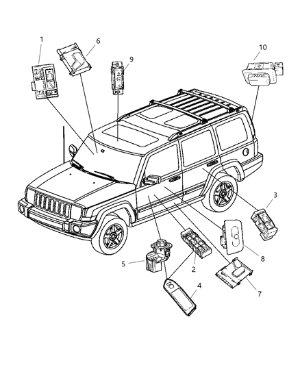 Bezel Switch for Door Trim Panels Diagram for 5189961AA
