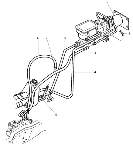 Hose Power Steering Pressure Pump To Hydroboost Diagram for 52106302AA