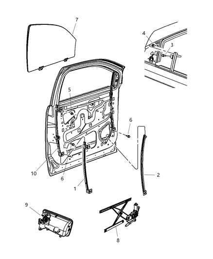 2003 Dodge Ram 2500 Van Glass Front Door Diagram for 55362083AD