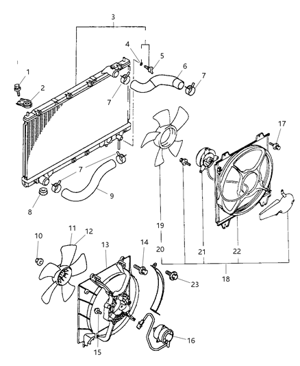 1997 Dodge Avenger Radiator Engine Cooling, 25 Pc Min Qty Mix & Match Diagram for 2AMR1892AA
