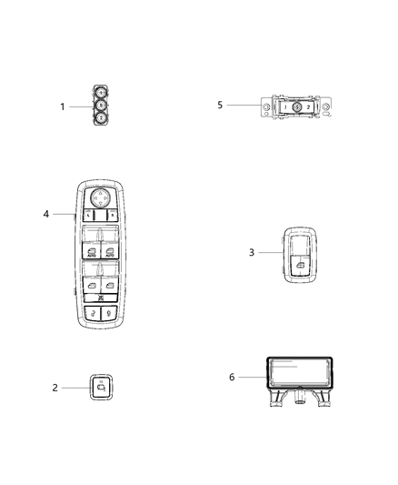 Window Switch, Front Diagram for 68382475AB