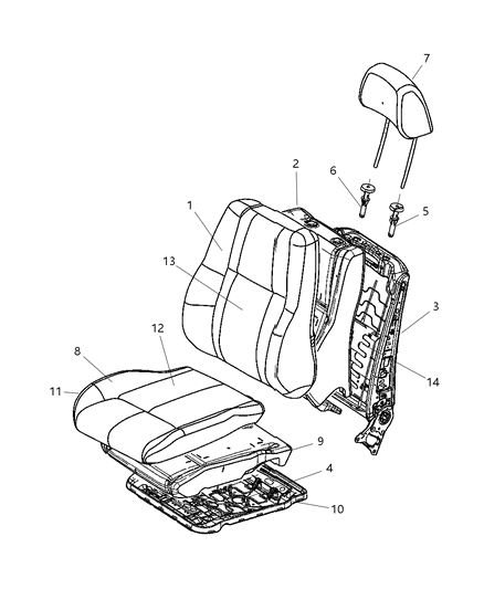 Frame Front Seat Back Diagram for 5143571AA