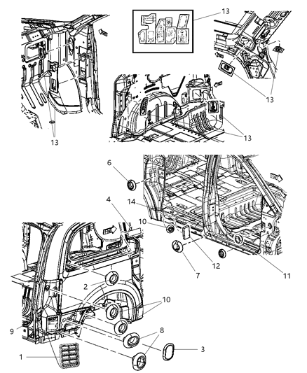 2009 Dodge Grand Caravan Stuffer Sliding Door Track Lower Diagram for 5028828AB