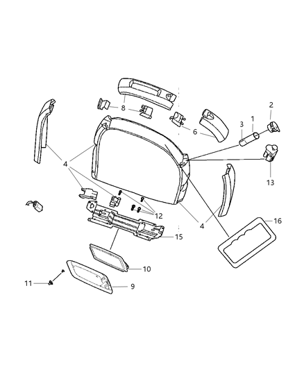 2005 Dodge Grand Caravan Bracket Console Tray Diagram for 5028070AF