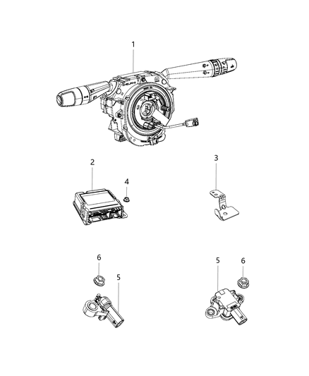Clockspring Steering Column Control Module Diagram for 6AS92LXHAA
