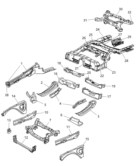 Rail Front Side Rail Front Diagram for 4780769AG