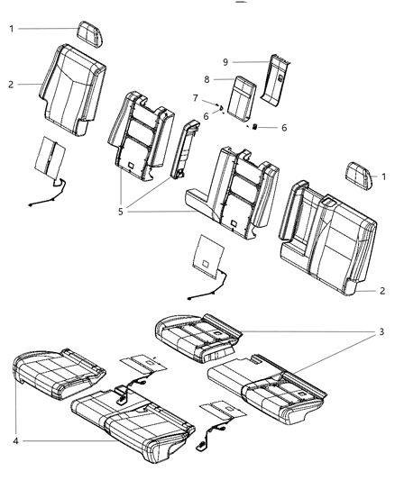 Cover Rear Seat Cushion 2ND Row Diagram for 5RV18HL1AB