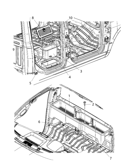 Latch Storage Bin Lid Diagram for 5179998AA