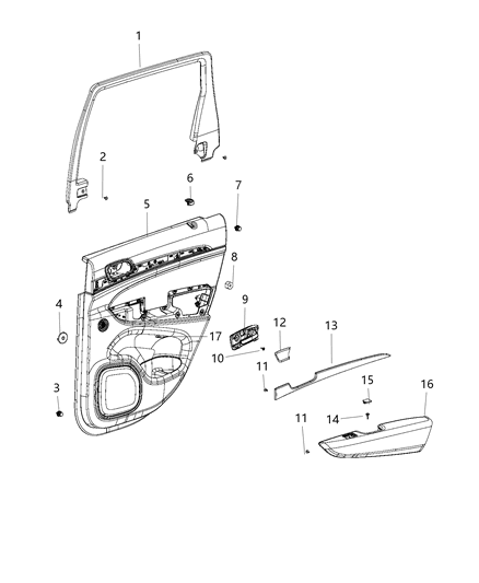 Cover Screw Arm Rest Diagram for 1SW172X9AB