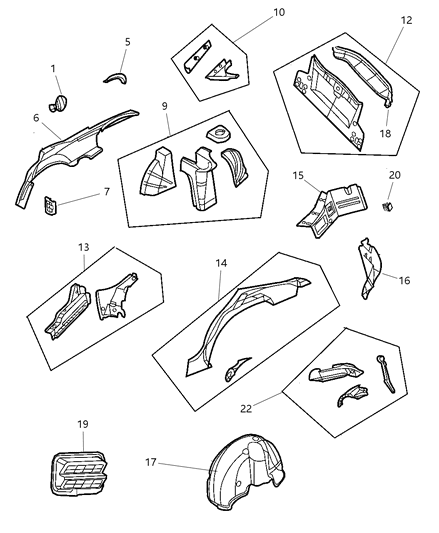 1998 Dodge Durango Screw And Washer, Fuel Filler Door Attaching Diagram for 6504303