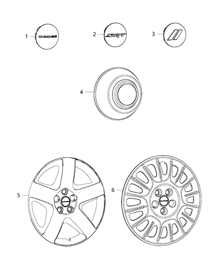 Cap Wheel Center Set Of 4 With Mopar Logo Diagram for 82212508
