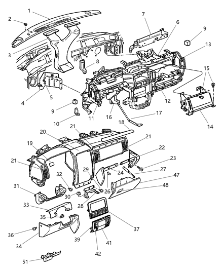 1991 Dodge Colt Bezel Instrument Panel Lower Diagram for 5019799AA