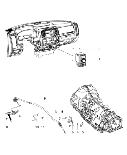 Cable Gearshift Control Diagram for 68160829AI