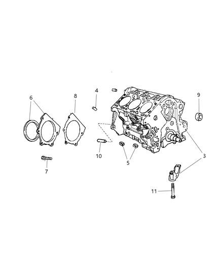2005 Dodge Durango Block Short Diagram for 5019168AB