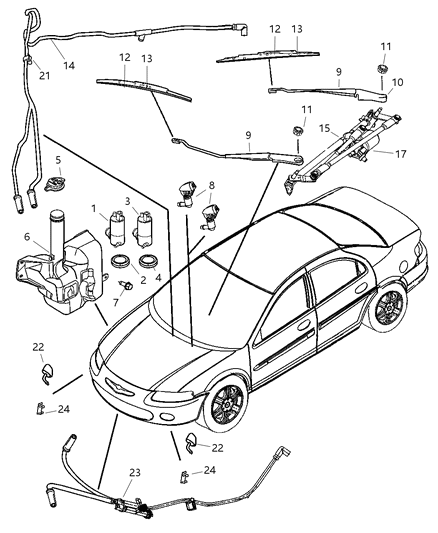 2006 Chrysler Sebring Blade Wiper Diagram for WB000022AD