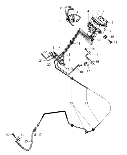 Tube Brake Hydraulic Control Unit To Junction Block Right Diagram for 68053799AC