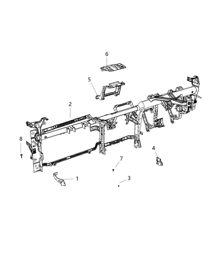 2020 Ram 1500 Bracket Knee Protector Diagram for 68411301AA