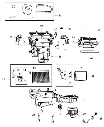 Evaporator A/C Includes: Valve, O - Rings, Plate, Screws Diagram for 68079481AA
