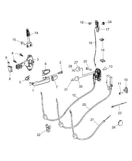 Striker Door Latch Diagram for 68010232AA