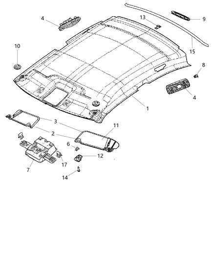 Headliner Diagram for 1VU10DX9AB
