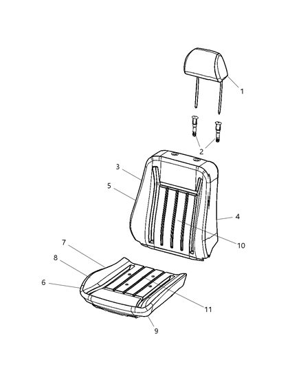 2012 Dodge Journey Sleeve Headrest Diagram for 1AN471DBAA