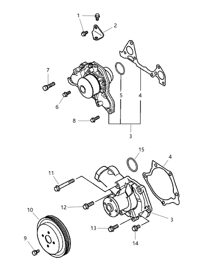 2003 Chrysler Sebring Pump Water Diagram for MD978743