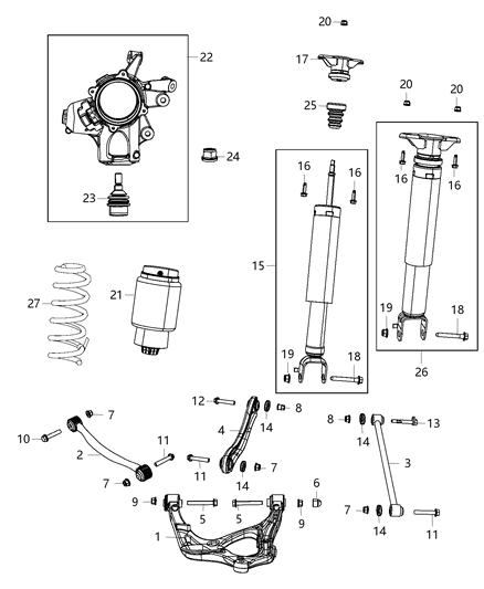 Spring Assembly Air Suspension Rear Diagram for 68258354AB