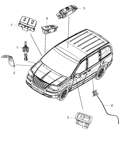 1995 Jeep Cherokee Switch Quarter Vent Window Diagram for 68110874AB