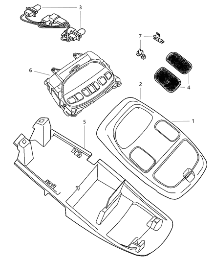1985 Jeep Cherokee Retainer Overhead Console Bracket Diagram for 55365119AB