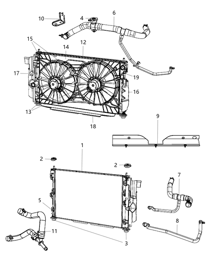 Hose Radiator Inlet Radiator Inlet Hose Assembly Diagram for 5058176AE