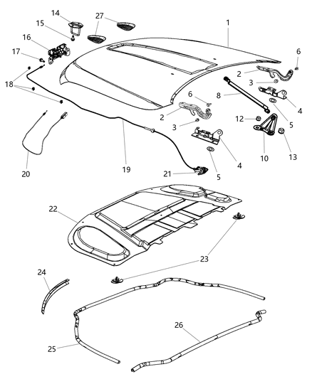 2014 Jeep Grand Cherokee Latch Hood Diagram for 4589688AD