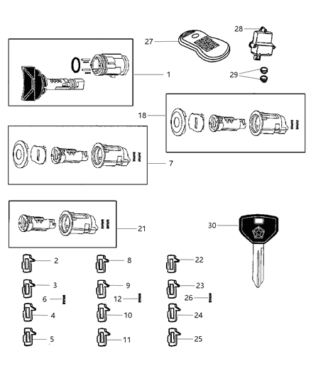 Lever Door Lock Diagram for 5071039AA
