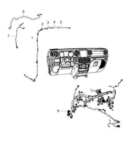 Cable Camera Rearview Diagram for 68425088AA