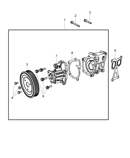 2008 Jeep Commander Pump Water Diagram for 5047389AB