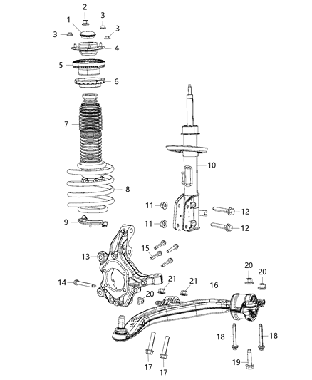 Knuckle Suspension Diagram for 68189018AB