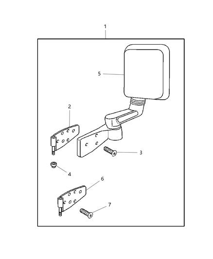 1991 Jeep Grand Wagoneer Mirror Outside Rearview Diagram for 55154883