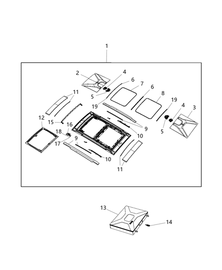 Sunroof Complete Diagram for 5VX82LXHAA