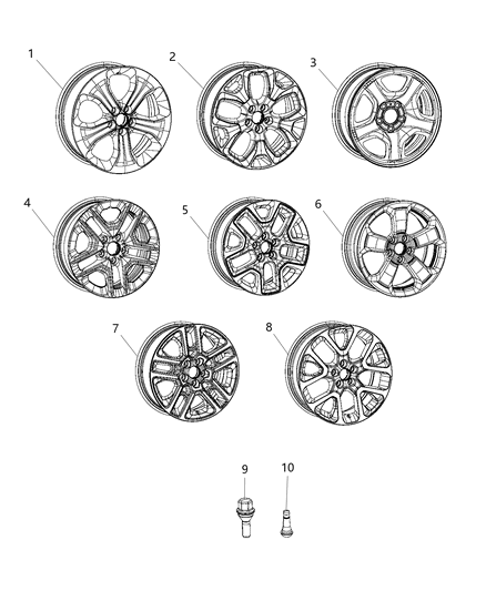 1991 Dodge Ram 50 Wheel Aluminum Diagram for 5VN87XZAAA
