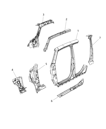 1998 Chrysler Sebring Panel Cowl Side Diagram for 68246169AA