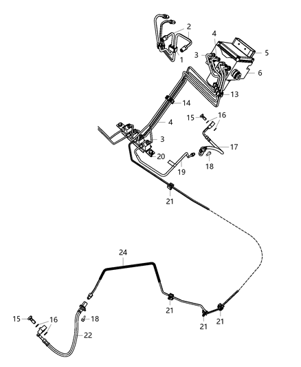 Tube Assembly, Brake Master Cylinder To HCU Diagram for 68218095AA