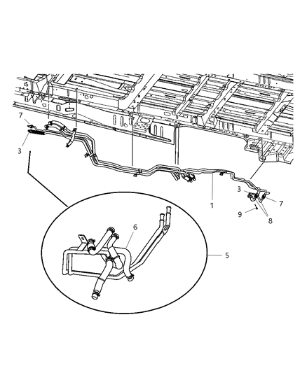 2014 Dodge Charger Tube & Hose Supply & Return W/Auxiliary Heater Diagram for 4677484AB