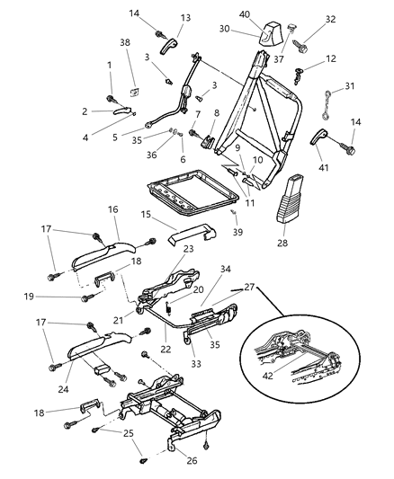 2000 Chrysler Sebring Bellows Seat Mechanism Diagram for 4863967