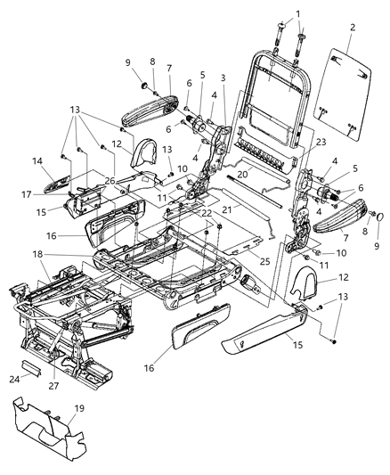 Cup Holder Rear Seat Underneath Center Diagram for 5102309AA