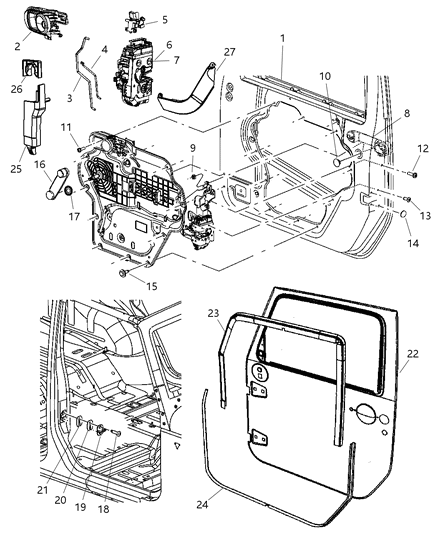 Latch Front Door See Illustration 140 For Clips Diagram for 4589273AE