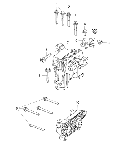 Isolator Engine Mount Right Diagram for 68323690AE
