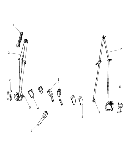 Seat Belt Front Diagram for 1SV08DX9AB