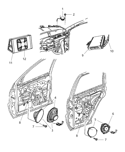 Speaker Sub Woofer Diagram for 68039652AA