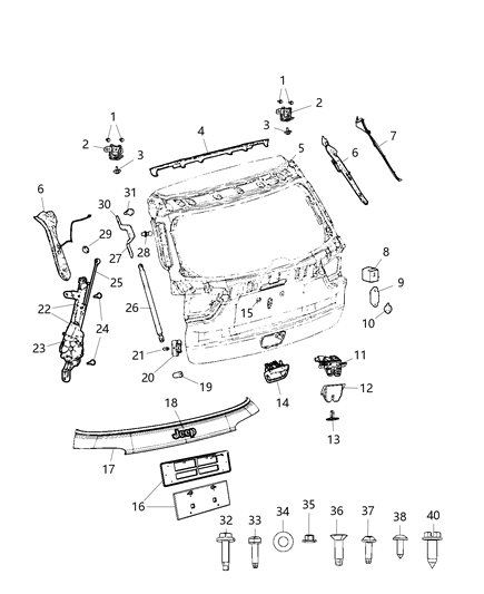 Handle Liftgate, Rear Diagram for 5VF90KBXAC