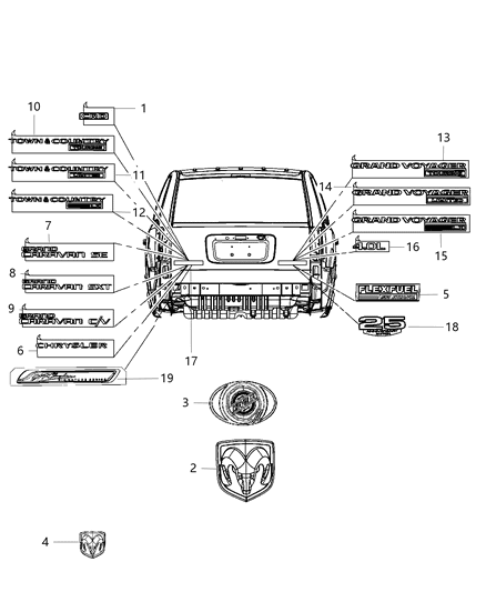 Nameplate Grand Voyager Touring Diagram for 5113420AB