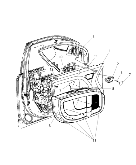 2002 Chrysler Town & Country Molding Door Window Opening Diagram for 1JB04XXXAB